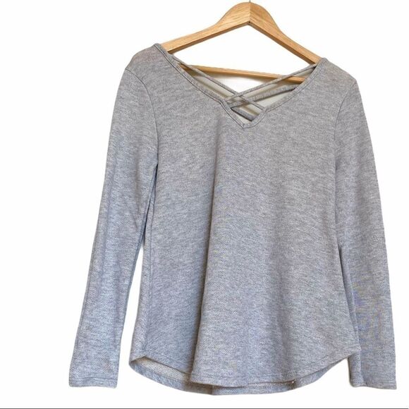 Gray Criss Cross Pullover | M | 12 PM By Mon Ami - Picture 3 of 3